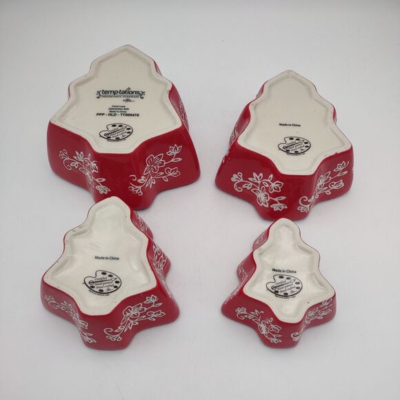 Temp-tations Floral Lace Red Tree Shaped Nesting Measuring Cups Set - Picture 8 of 8